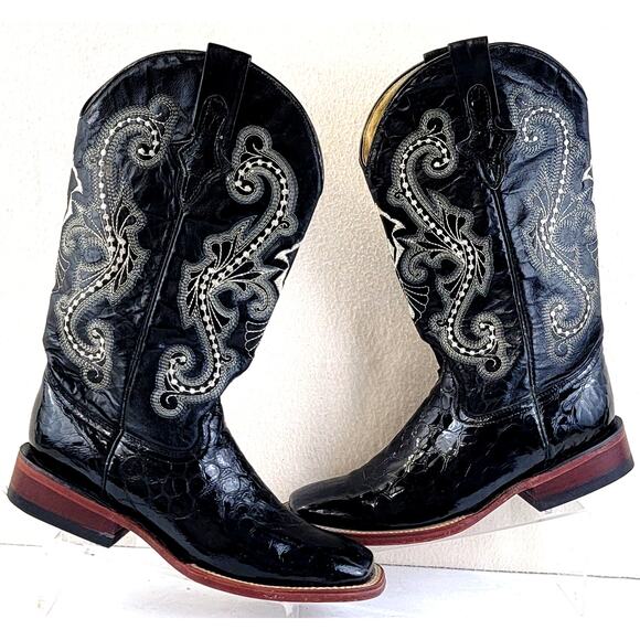 Ferrini Black Caiman Print Cowboy Boots Men’s 8 B Western main image 6